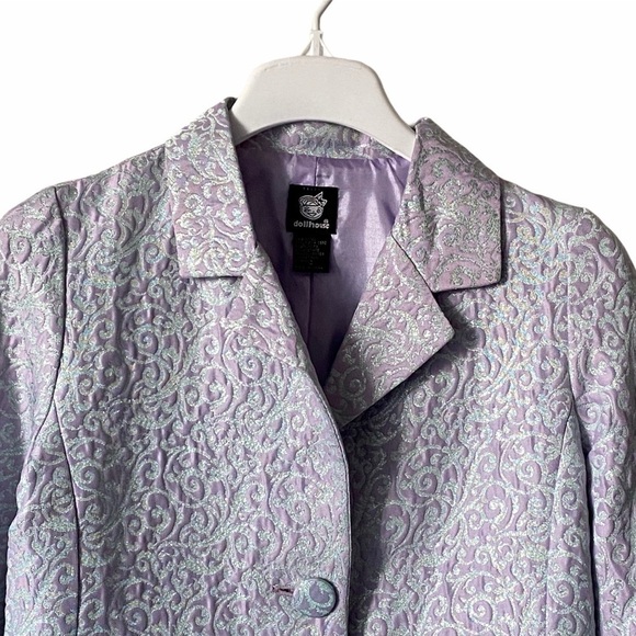 Dollhouse Satin Brocade Suit Jacket Violet Size M - Picture 6 of 8